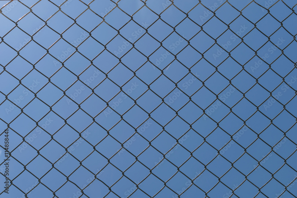 Fototapeta premium Steel Wire Mesh on the sky background .