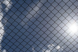 Steel Wire Mesh on the sky background .