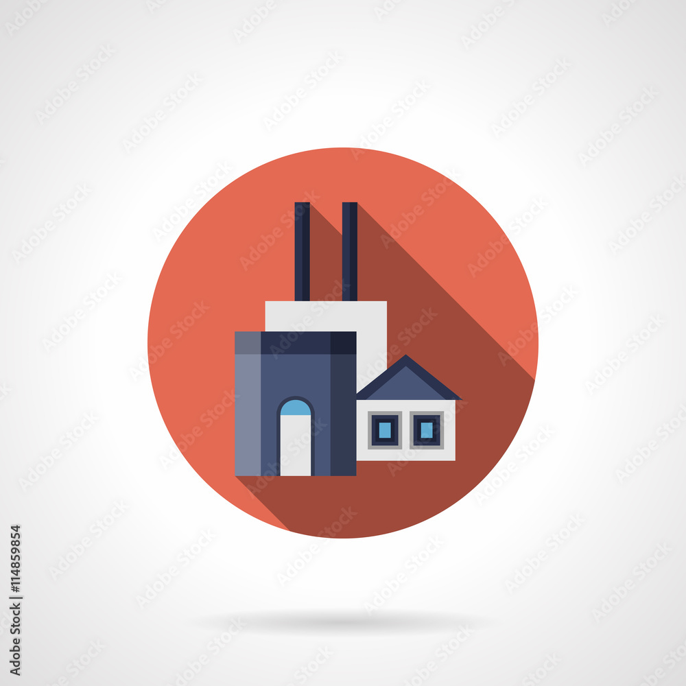 Construction factory red round vector icon Construction factory red round vector icon