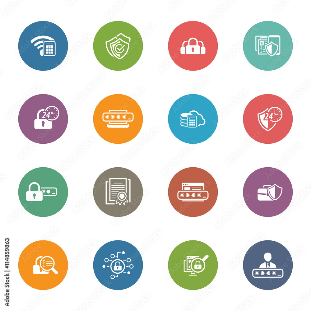 Flat Design Security and Protection Icons Set. Flat Design Security and Protection Icons Set.