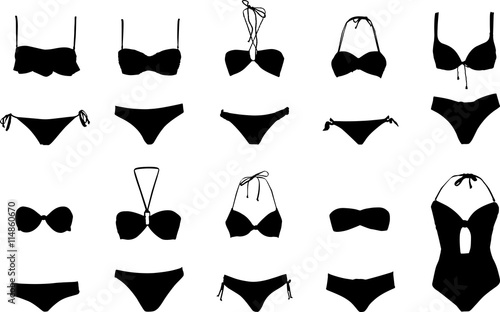 Lots of swimsuits vector silhouettes