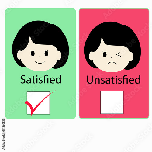 satisfied girl versus dissatisfied girl with checkbox