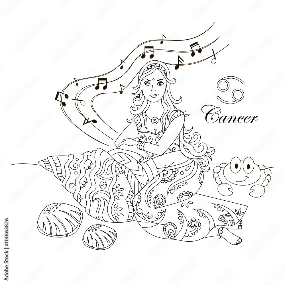 Cancer zodiac sign as a beautiful girl
