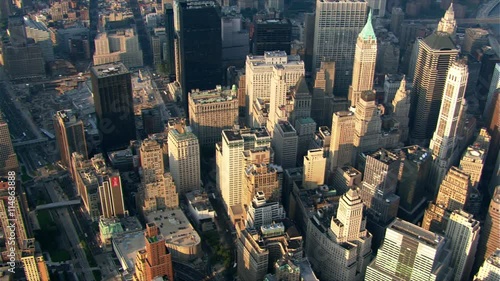 Flight south from Ground Zero over Battery Park. Shot in 2003.