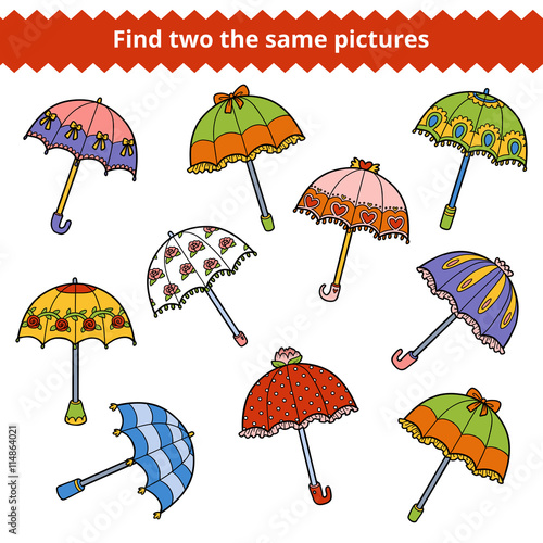 Find two the same pictures. Set of umbrellas