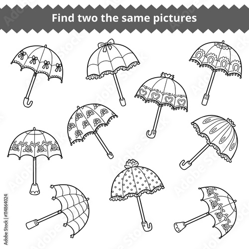 Find two the same pictures. Set of umbrellas