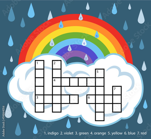 Vector color crossword about colors of rainbow