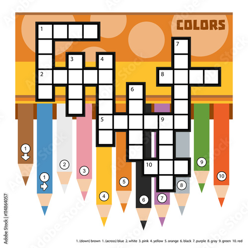 Vector color crossword with colored pencils