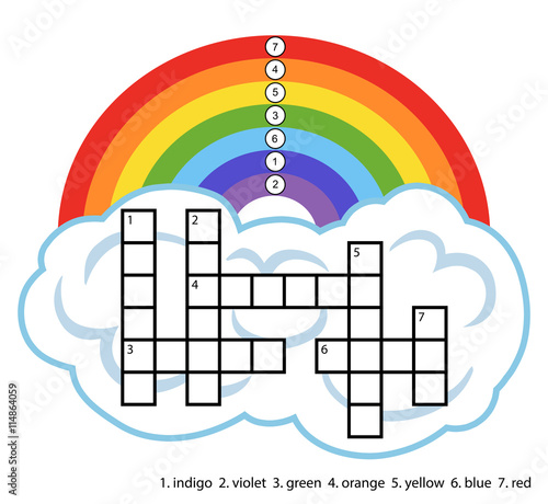Vector color crossword about colors of rainbow