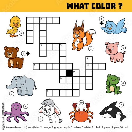 Vector color crossword about colors. What color are animals?