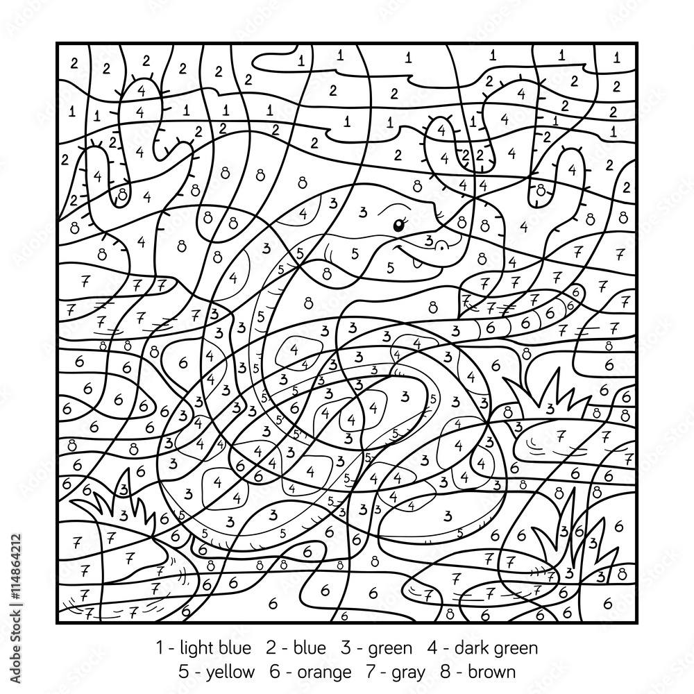 Color by number, snake Stock Vector | Adobe Stock