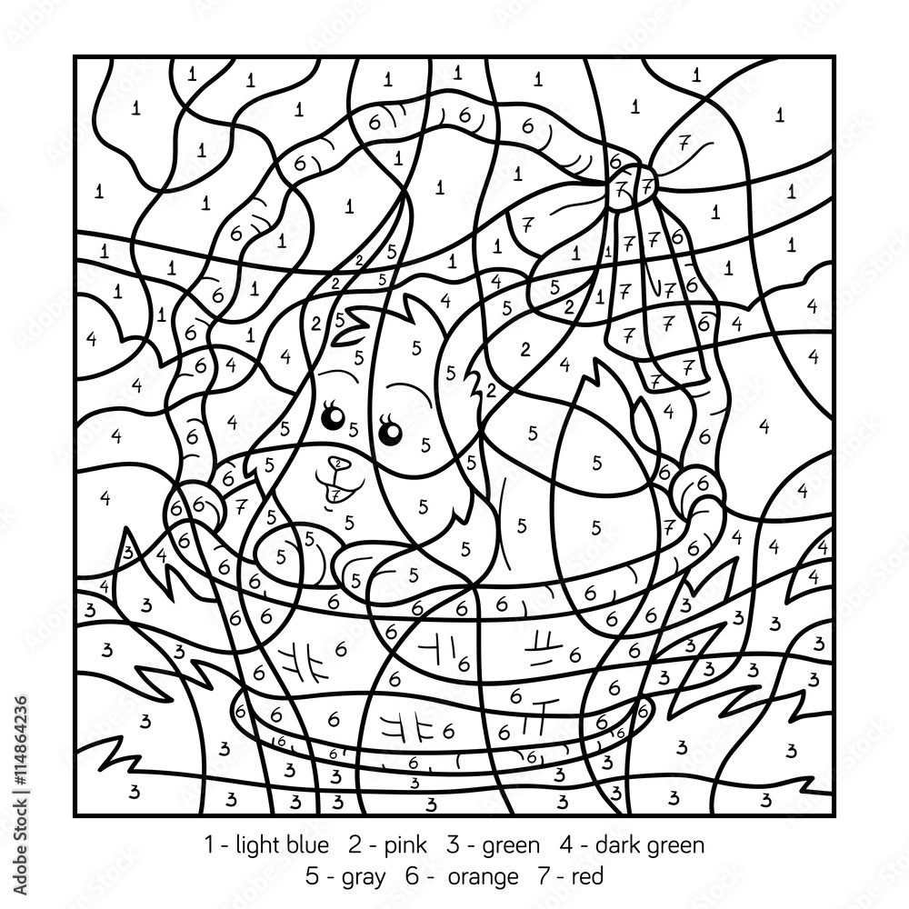 Color by number, rabbit Stock Vector | Adobe Stock