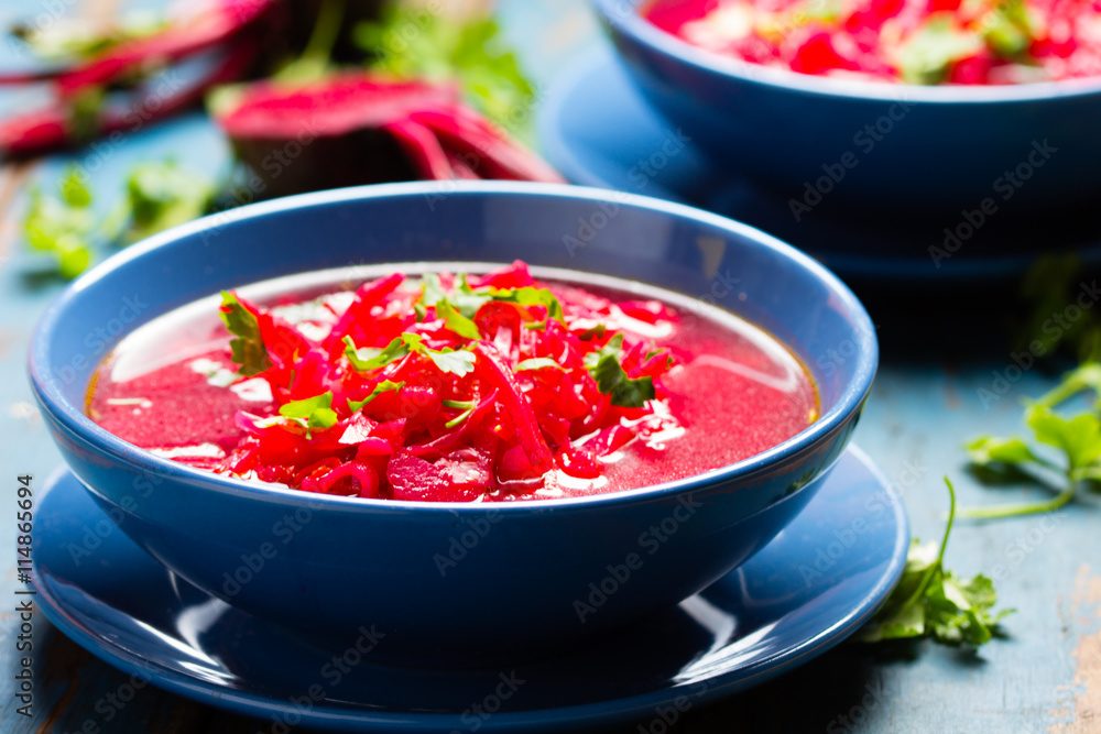Borsh. Russian and Ucrainian traditional vegetarian red soup Borsh. Russian and Ucrainian traditional vegetarian red soup