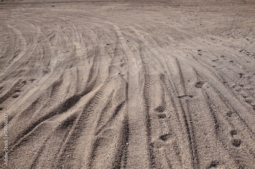 Wheel car print on sand dune in the desert, Egypt