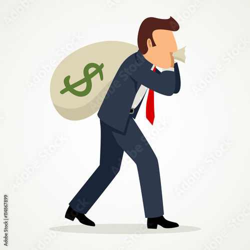 Businessman carried a money bag
