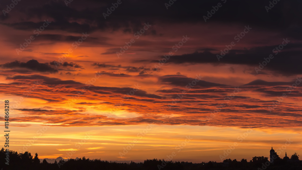 Fototapeta premium summer sunset on the lake