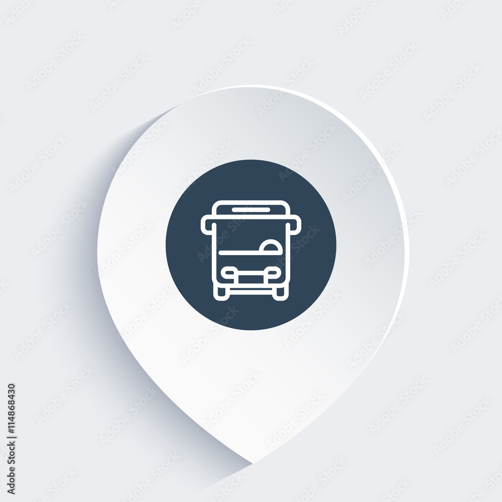 Bus line icon on mark, vector illustration Bus line icon on mark, vector illustration