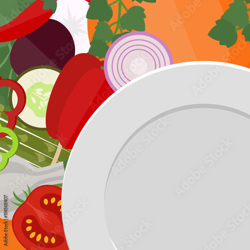 Empty plate with vegetables.