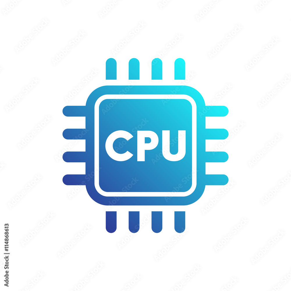 Cpu Icon Central Processing Unit Processor On White Vector Illustration Stock Vector Adobe Stock