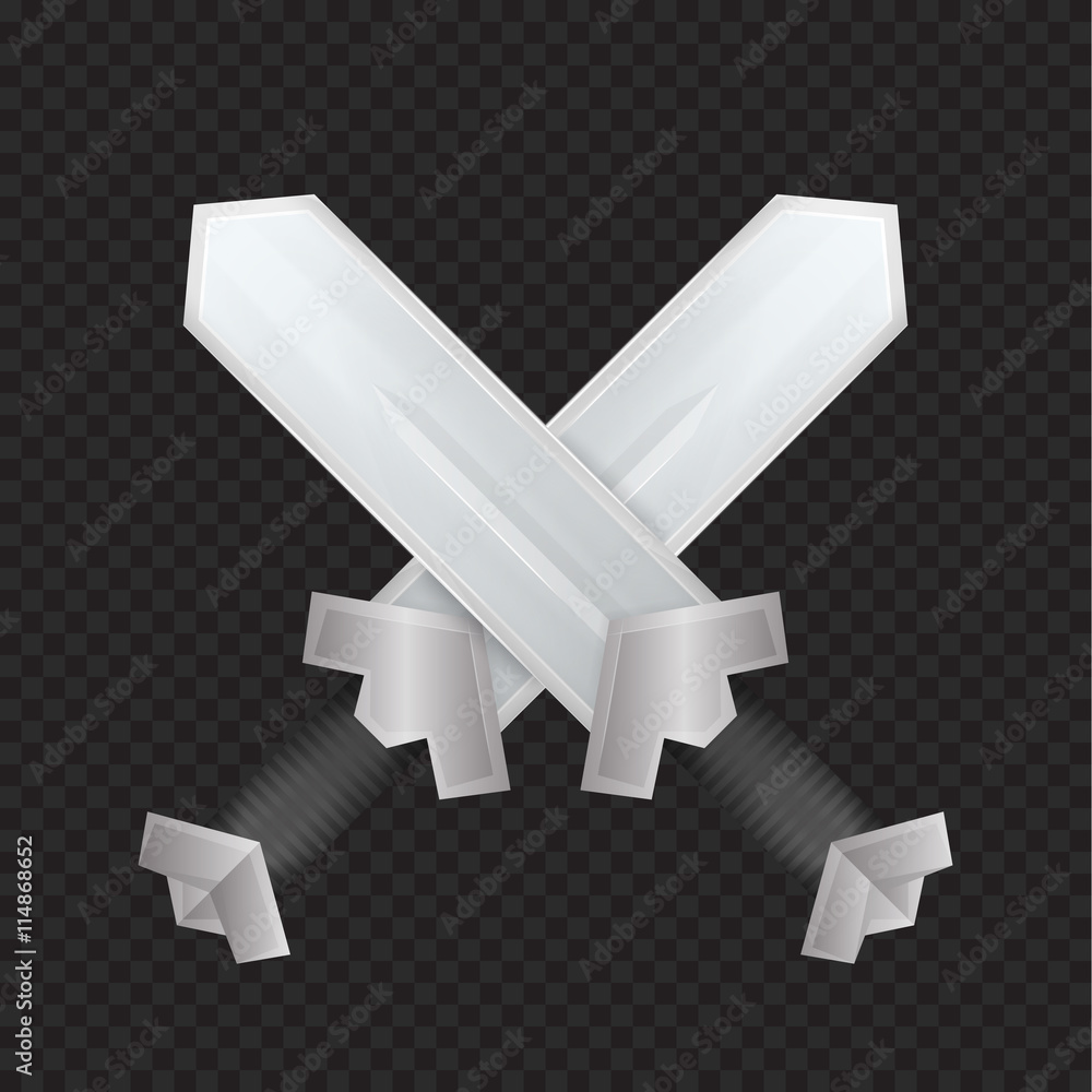 crossed cartoon swords, elements for game, vector illustration Stock ...
