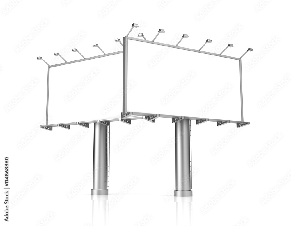 Obraz premium Blank billboards for advertisement on white background. 3d illustration