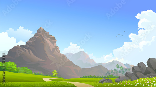 A road leading to the great mountains of nature