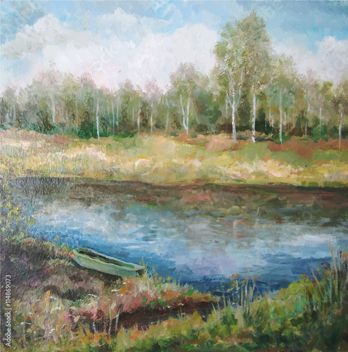 Picture oil paints on a canvas: spring landscape