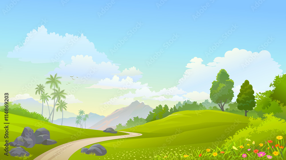 Obraz premium Panoramic view of spring time