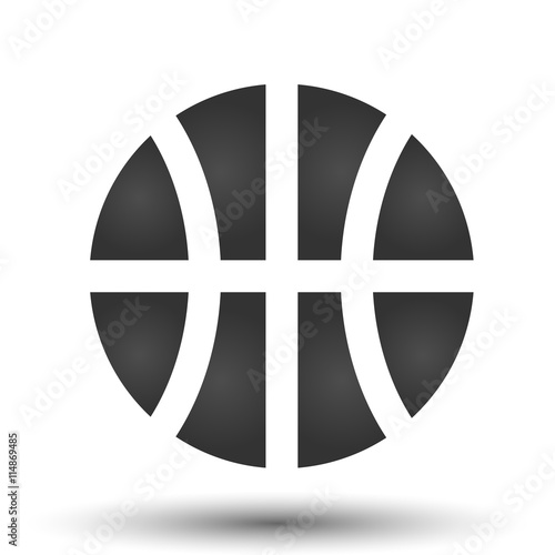 Basketball icon. Simple flat logo of basketball isolated on white background. Vector illustration.