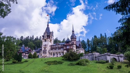 Peles Castle in Sinaia in Romania - time lapse video