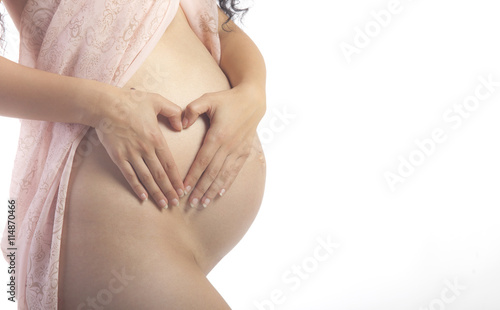 Pregnant Belly with fingers Heart symbol