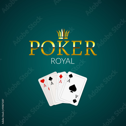 Poker casino poster logo template design. Royal golden poker room design template