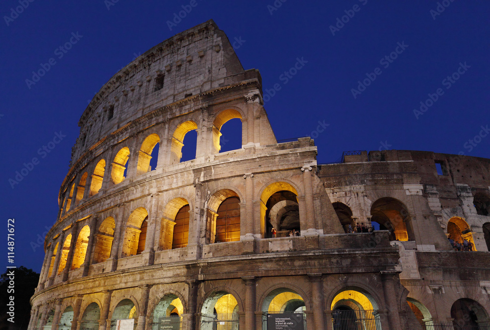 The Roman Colosseum during blue hours