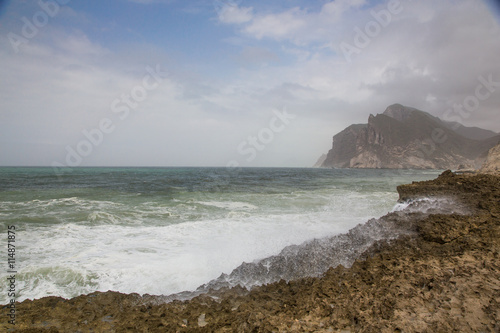 Cliffson the beach of Mughsayl (Mughsail) in Salalah, Oman