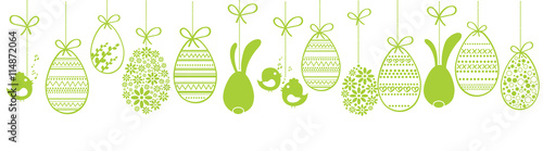 Happy Easter card, wishes, garland