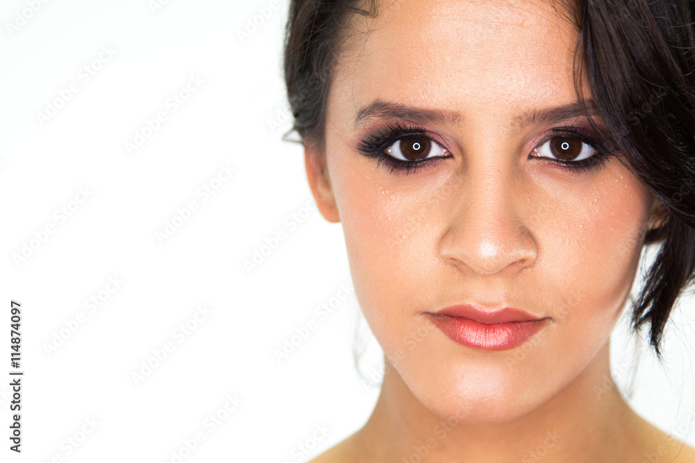 Girl in a pink dress on a white background Girl in a pink dress on a white background