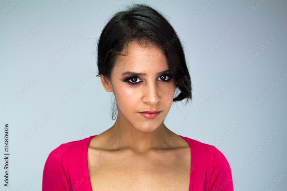 Dark haired Girl on a white background Dark haired Girl on a white background
