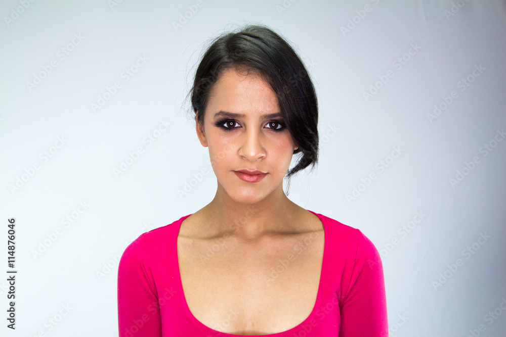 Dark haired Girl on a white background Dark haired Girl on a white background