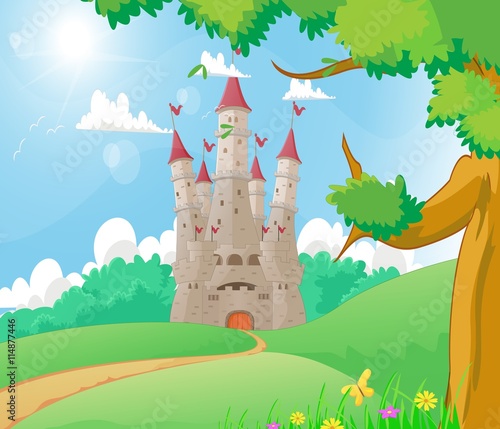 Beautiful landscape with Fairy tale castle 