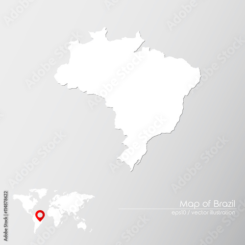 Vector map of Brazil with world map infographic style.    
