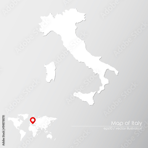 Vector map of Italy with world map infographic style.