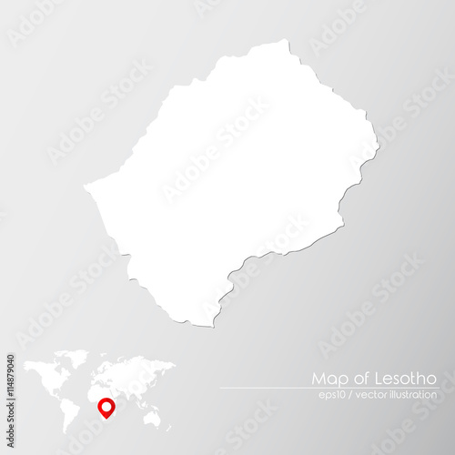 Vector map of Lesotho with world map infographic style.