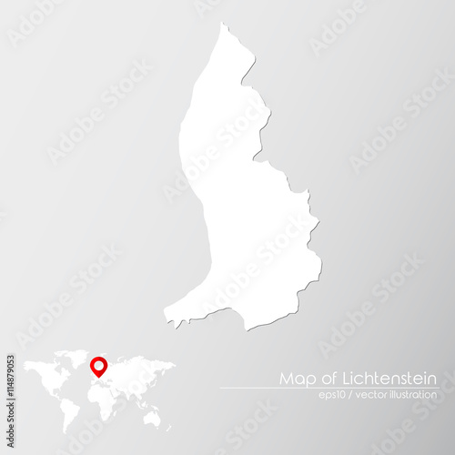 Vector map of Lichtenstein with world map infographic style.