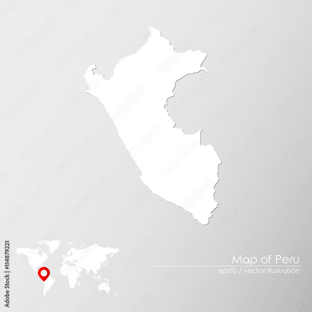 Vector map of Peru with world map infographic style.

