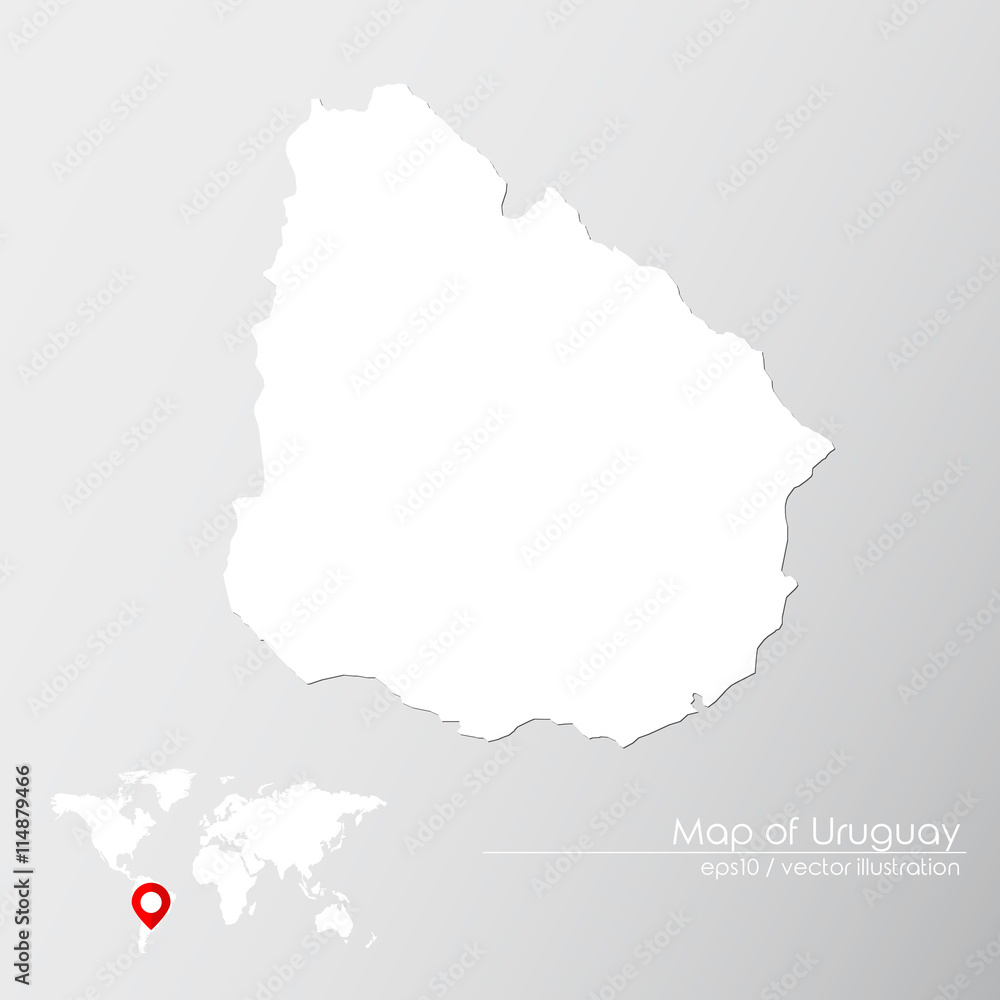 Vector map of Uruguay with world map infographic style.

