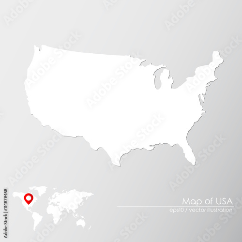 Vector map of USA with world map infographic style.

