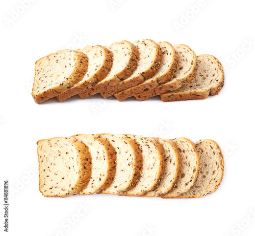 Sliced white bread loaf isolated