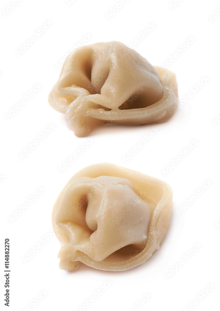 Single cooked dumpling isolated