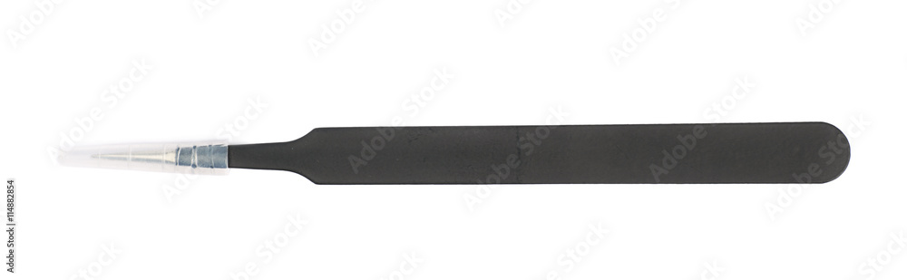 Black tweezers tool isolated Black tweezers tool isolated