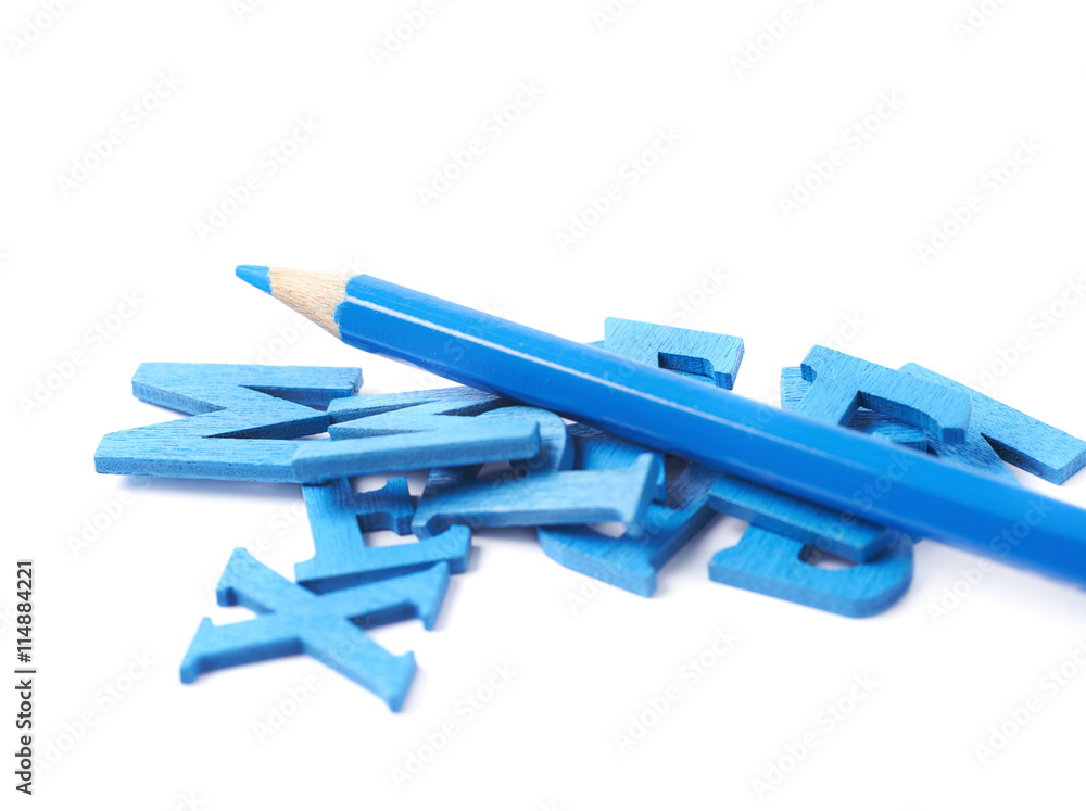 Pile of painted wooden letters isolated Pile of painted wooden letters isolated